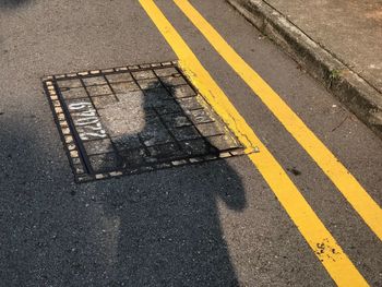 High angle view of shadow  on road
