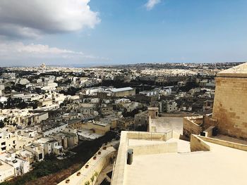 High angle view of buildings in city