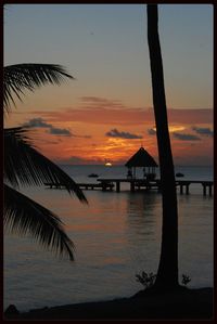 Scenic view of sea at sunset