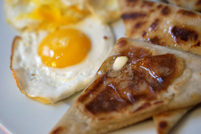 Close-up of breakfast in plate