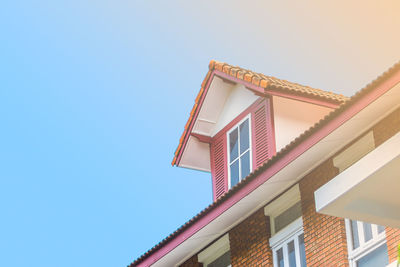 Low angle view of house against clear sky