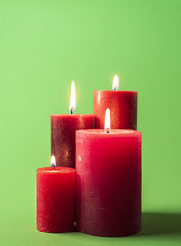 Close-up of candles on table