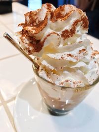 Close-up of ice cream in plate