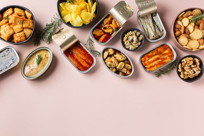 High angle view of food on table