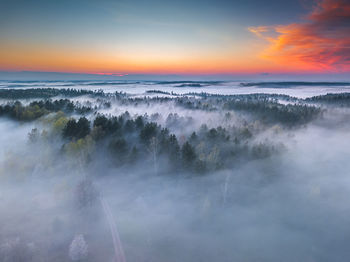 Panoramic view of landscape against sky during sunset