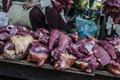 Close-up of meat for sale in market