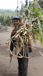 Rear view of man standing on street