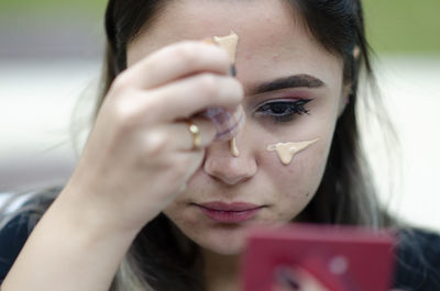 Close-up portrait of a beautiful young woman