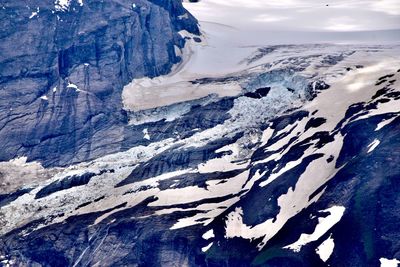 Aerial view of glacier in european alps