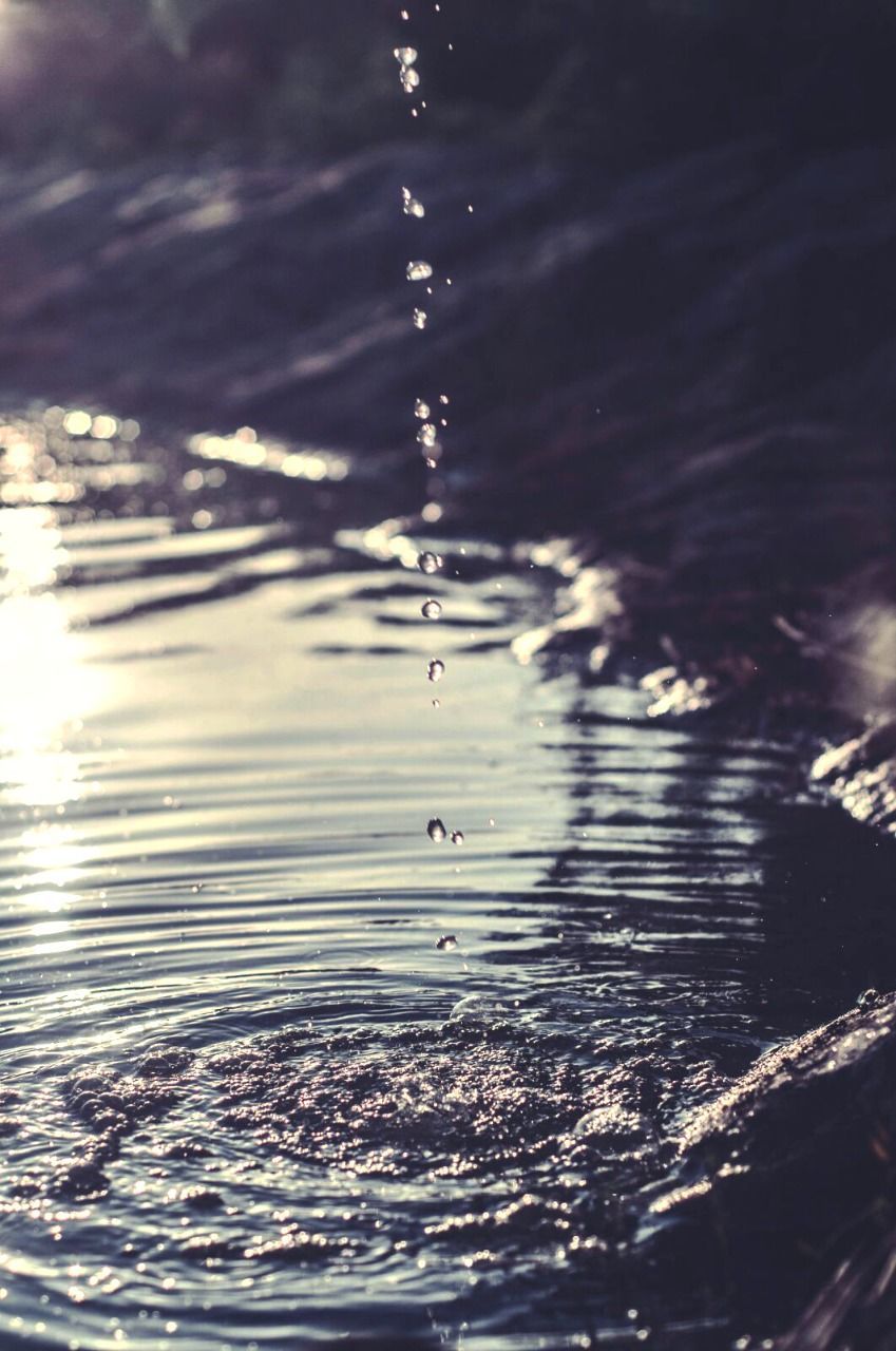 CLOSE-UP OF WATER DROPS ON LAKE