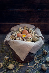 Close-up of basket with eggs