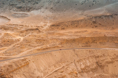 Aerial view of desert road