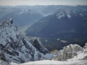 Scenic view of snowcapped mountains