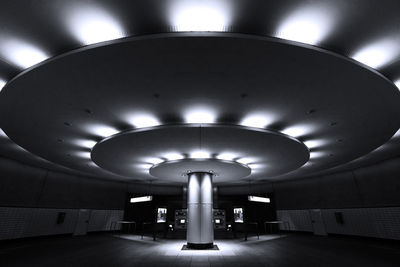 Illuminated lights in underground walkway