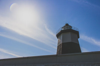 Low angle view of built structure against blue sky