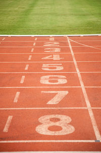 Numbers on empty running track