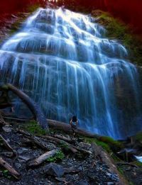 Water flowing through rocks