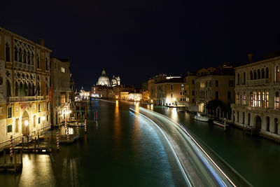 View of illuminated city at night