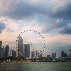 Ferris wheel against cloudy sky