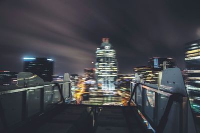 Illuminated cityscape at night