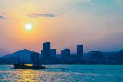 Scenic view of sea against sky during sunset