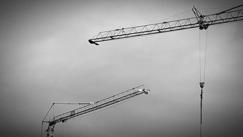 Low angle view of crane against sky