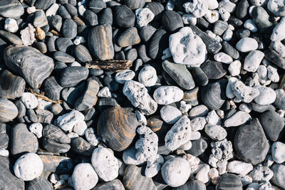 Full frame shot of pebbles on beach