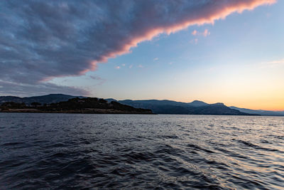 Scenic view of sea against sky during sunset