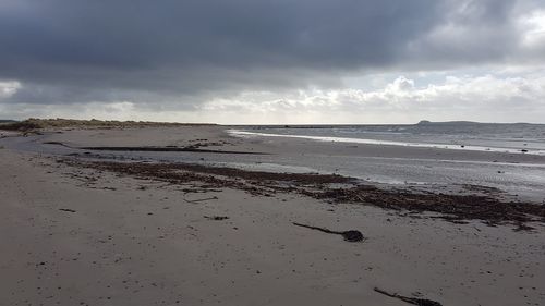 Scenic view of beach against sky