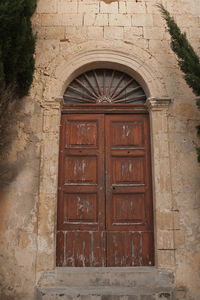 Closed door of old building