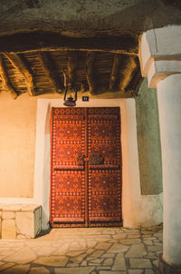 Closed door of building