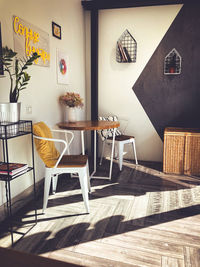 Empty chairs and table