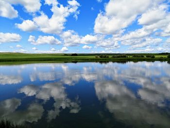 Scenic view of lake against sky