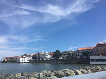 Buildings in distance with waterfront