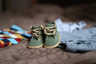 High angle view of shoes on table