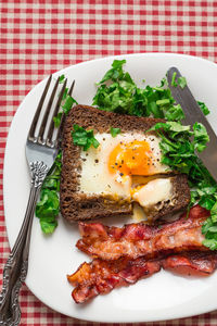 Directly above shot of breakfast served in plate