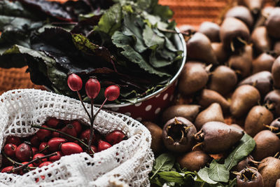 Close-up of fruits on table