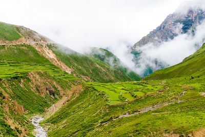 Scenic view of mountains against sky