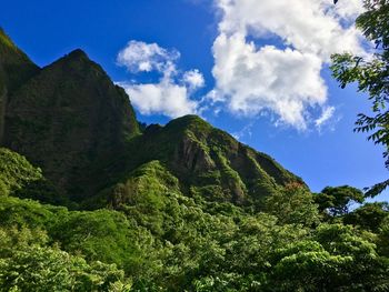 Low angle view of mountains against sky