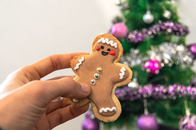 Midsection of person holding cookies