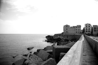 Scenic view of sea against clear sky