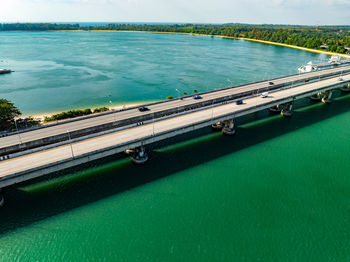 High angle view of bridge over river