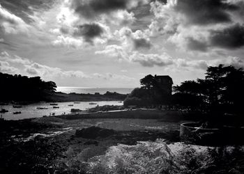 Scenic view of sea against cloudy sky