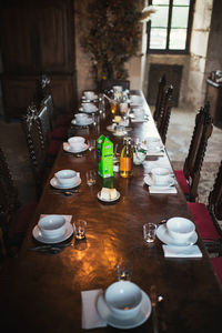 High angle view of food on table in restaurant