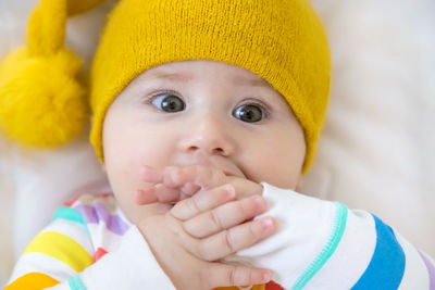 Close-up of cute girl at home