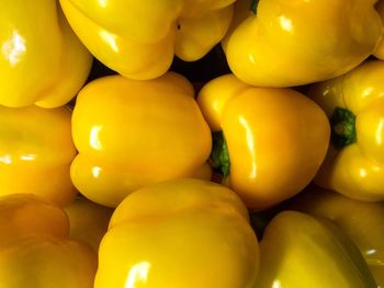 Full frame shot of yellow bell peppers