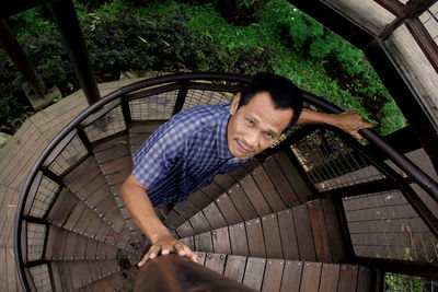 High angle portrait of man in park