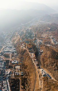 High angle view of townscape against sky