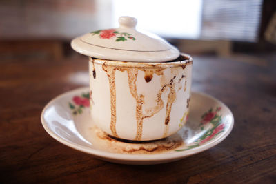 Close-up of dessert on table