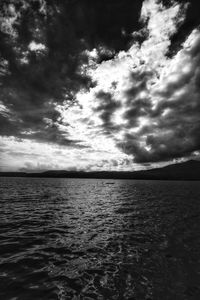 Scenic view of sea against cloudy sky